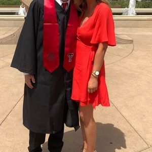 Like-new, bright red mini wrap dress!